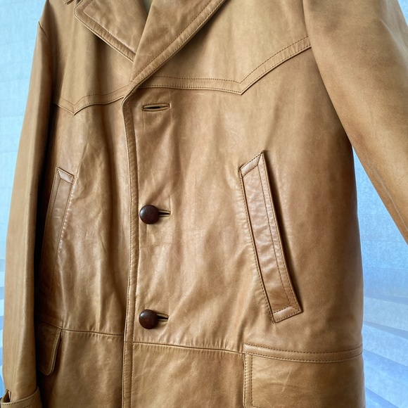 J Crew tan leather pea coat - Picture 7 of 11